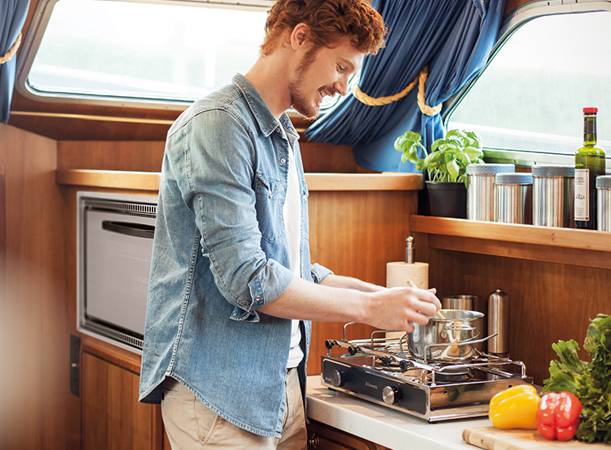 Cooking on board a yacht - marine kitchen